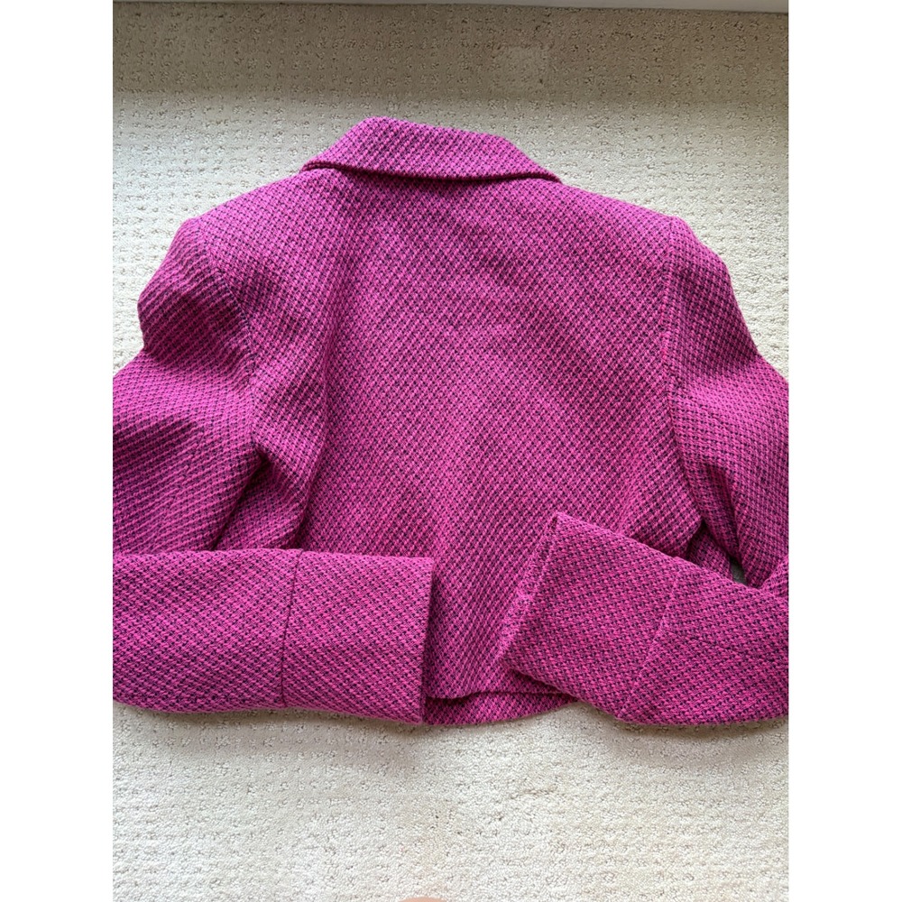 Zara Cropped Blazer Medium Pink Tweed Gold Buttons Barbiecore Parisian Preppy - Picture 6 of 7